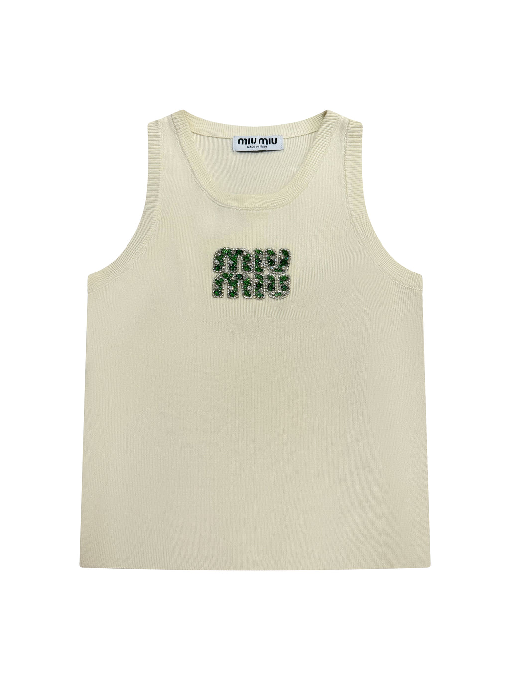 Miu Miu Crystal Logo Knit Tank