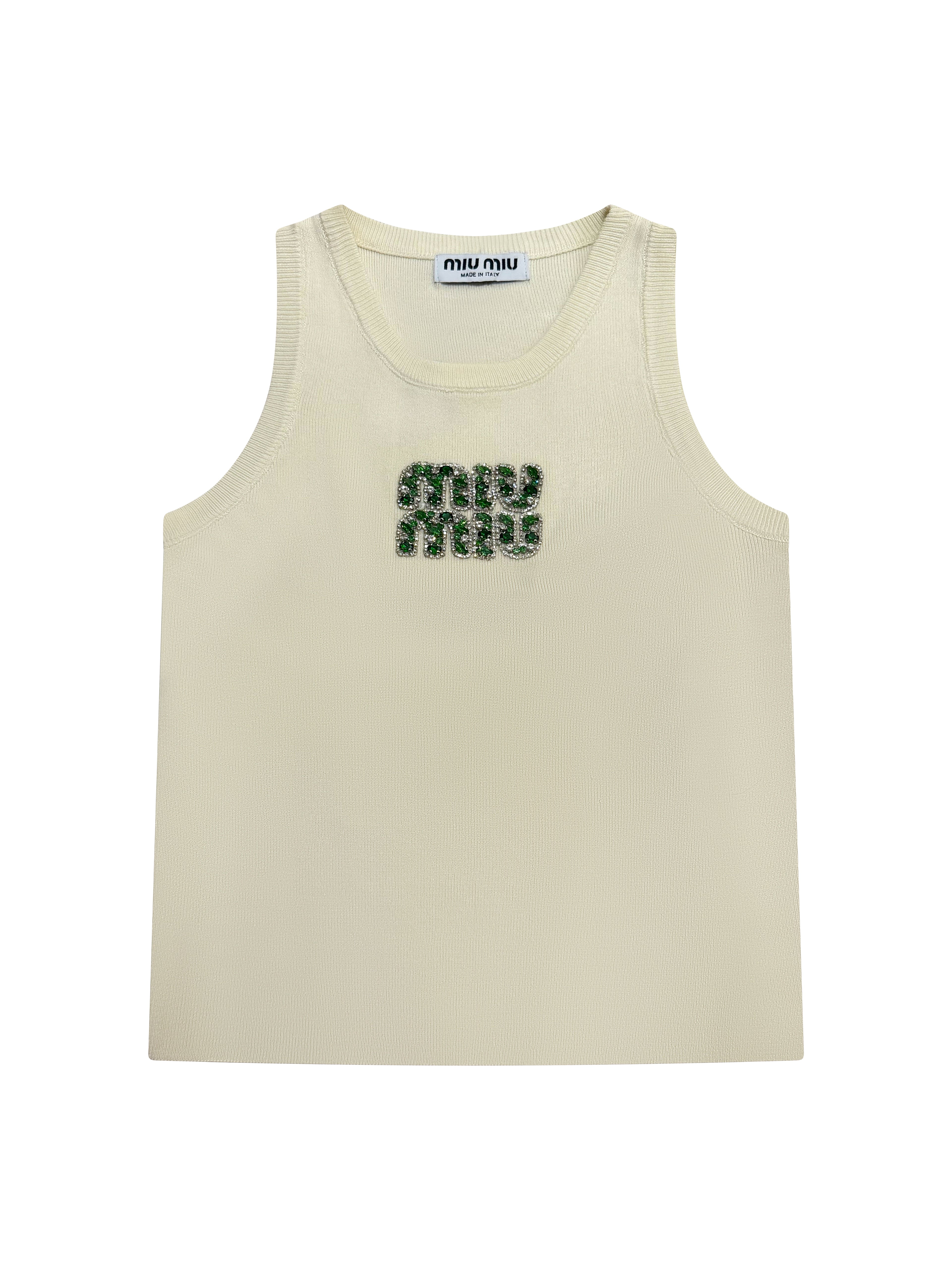 Miu Miu Crystal Logo Knit Tank