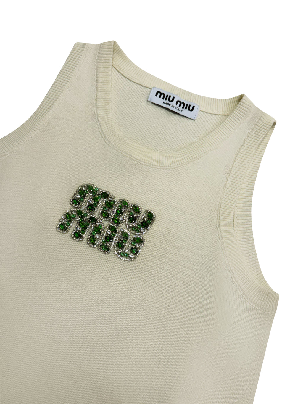 Miu Miu Crystal Logo Knit Tank