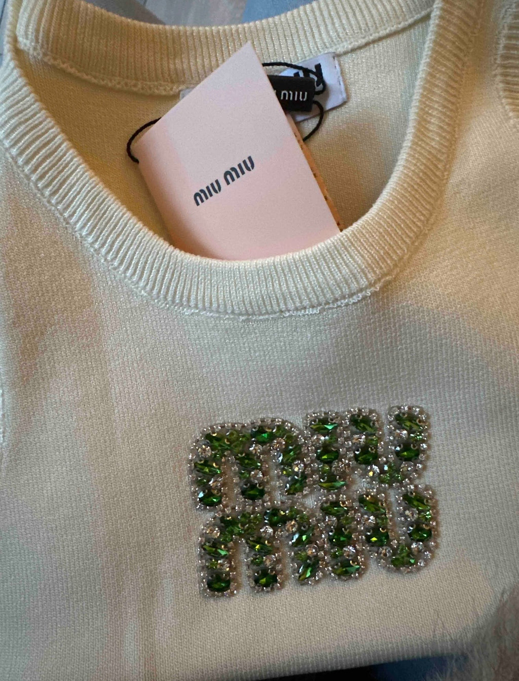 Miu Miu Crystal Logo Knit Tank