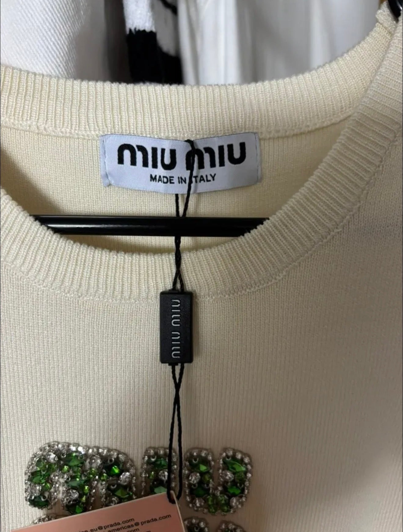 Miu Miu Crystal Logo Knit Tank